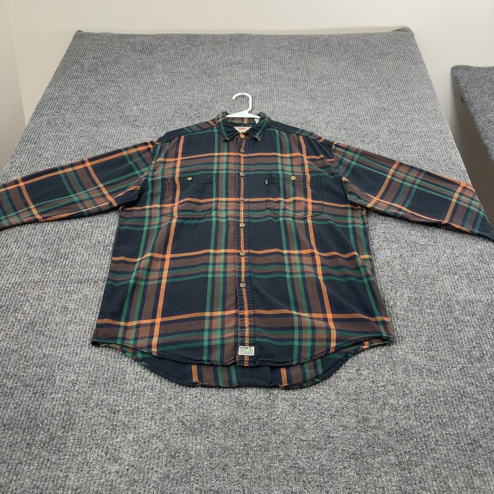 Levi's Button Up Shirt Mens Large Multi Color Cotton Plaid Flannel Casual Grunge